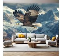 Carta da Parati Fotografica Montagne innevate e aquila calva Poster Giganti da Parete 400 x 280 cm Soggiorno Divano TV Hotel a Tema Corridoio di Lusso Sfondo Dipinto Murale