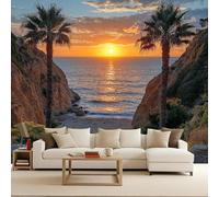 Carta da Parati Fotografica Murale 300x256cm Mare Blu Spiaggia Carta da Parati Effetto 3d Paesaggio Decorazione Murale Poster da Parete per Camera da Letto per Ragazzi,Vista sul mare - TNT