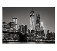 Carta Da Parati Fotografica New York Di Notte Città Ponte - Include Colla - Moderna Design Carta per Pareti Soggiorno Camera Da Letto Sala Fotomurali In Tessuto Non Tessuto TNT (152x104 cm)