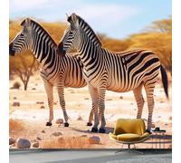 Carta da Parati Fotografica Non Tessuta Animali Zebra Stile Fotografico, Albicocca Carta da Parati per Soggiorno Camera da Letto Ingresso, 200 x 140 cm Grande Murale di Sfondo TV