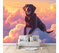 Carta Da Parati Fotografica non tessuto Cane Murale alla Soggiorno Camera Decorazione da Muro XXL Poster Gigante Design Carta per pareti Cane Nero Tra Le Nuvole 500 × 280 cm