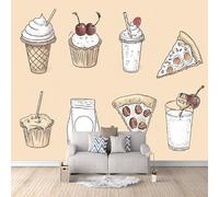 Carta Da Parati Fotografica non tessuto Pizza Murale alla Soggiorno Camera Decorazione da Muro XXL Poster Gigante Design Carta per pareti Modello Di Dessert A Forma Di Torta Al Latte 500 × 280 cm