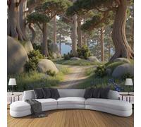 Carta Da Parati Fotografica Paesaggio Autunnale Della Foresta Murale Xxl Alte Querce Percorso Decorazione Soggiorno Camera De Letto Sala Ufficio (450L × 315A cm, Verde Oliva)