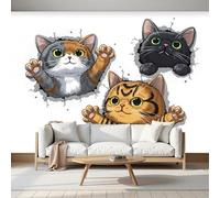 Carta Da Parati Fotografica Personalizzata 3D In Cartoni Animati Murale, Abbattere Muri Giocare Gatti Soggiorno Tv Parati Murales Poster Murale Camera Letto Sfondo-300Lx210A cm