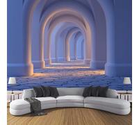 Carta da Parati Fotografica Progettazione Del Corridoio Ad Arco,200L × 140A cm Effetti 3D Murale Stile Architettonico Astratto Poster Decor da Parete Per Soggiorno Muro di Sfondo,Azzurro Chiaro