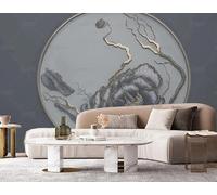 carta da parati fotografica Rilievo nobile di peonia in oro e argento Poster decorativo murale in tessuto non tessuto per soggiorno, camera da letto 200CM(L)*140CM(A)