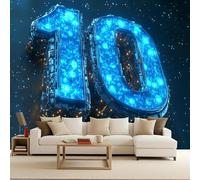 Carta da Parati Fotografica Sci-fi Creativo Numeri Luminosi Effetto 3D Murales Moderna Non Tessuto Opaco Fotomurale Per Camera da Letto Soggiorno Ufficio Decorazione Poster Domestica 100x70 cm