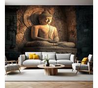 Carta da Parati Fotografica Scultura in pietra di meditazione in rilievo 350x250 cm Fotomurali Poster Giganti TNT Murale Art Sfondo Moderne Decorazione Soggiorno Camera de Letto Sala Ufficio
