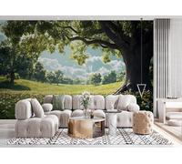 Carta Da Parati Fotografica Sentiero Forestale 3D 300x210 cm (Lxa) Non Tessuto Sfondo Querce Primavera Prato Murale Fotografico Decorazione Per Soggiorno Camera De Letto Sala Ufficio 14J-32