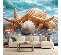 Carta Da Parati Fotografica Spiaggia Mare 3D Effetto Vista sul mare Moderna Design Carta per Pareti Soggiorno Camera Da Letto Sala Fotomurali In Tessuto Non Tessuto TNT (300x210 cm) - Paesaggio