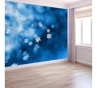 Carta da Parati Fotografica Tessuto Non Tessuto Fotografia Naturalistica per Soggiorno Camera da Letto Ufficio Fiocchi Di Neve Invernali Geometria Decorazione Murale Facile da Applicare, 400 x 280 cm