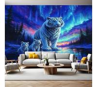 Carta da Parati Fotografica Tigre blu animale 350x250 cm Fotomurali Poster Giganti TNT Murale Art Sfondo Moderne Decorazione Soggiorno Camera de Letto Sala Ufficio