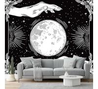 Carta Da Parati Fotografica Vento Misterioso Mani Linee Luna, 350 x 256 cm Tessuti Non Tessuti Murale Poster Gigante Design Per Soggiorno Camera Da Letto Ufficio Camera Dei Bambini, Nero Bianco