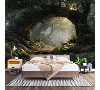 Carta da parati Fotomurale 300x210 cm Il Segreto Del Buco Dell'Albero Nella Junglea Fotomurali in Tessuto Non Tessuto, Verde Scuro Moda Moderne Decorazione da Muro Poster Soggiorno Sala Ufficio