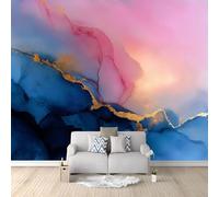 Carta da parati Fotomurale in una Versione su Misura 200 x 140 cm (L x A), Astratto Tenue Motivi Dorati Carta da Parati Murale (Rosa Blu) - per Soggiorno TV Hotel e Corridoio a Tema