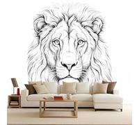Carta da parati Fotomurali in TNT Murale leone alla moda Pittura nera - Leone Decorazione da Muro 500x280 cm XXL Poster Gigante Design Cameretta Carta per Pareti Animali Soggiorno