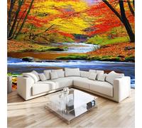 Carta da parati Fotomurali Paesaggio Autunnale Moderno, Moderne Murale Vello Decorazione Murale D'Oro 200 x 140cm per Decorazione Soggiorno Camera De Letto Sala Ufficio