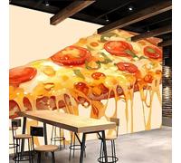 Carta da Parati Fumetto Illustrazione 300 x 210 CM, 3D Formaggio Pizza Motivo Fotomurali in TNT Murale, Opaco Poster Gigante Wallpaper per Camera da Letto Soggiorno Parete di Sfondo TV Studio Hotel