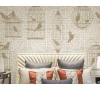 Carta Da Parati Gabbia Per Uccelli In Stile Cinese Che Vola Soggiorno Camera Da Letto Carta Da Parati In Tessuto Non Tessuto Decorazione Murale 200Cm(W) X140Cm(H)