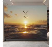 Carta da Parati Gabbiani Mare 300 x 210 CM, 3D Scenario Naturale Fotomurali in TNT Murale, Opaco Poster Gigante Wallpaper per Camera da Letto Soggiorno Parete di Sfondo TV Studio Hotel