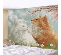 Carta da Parati Gatto Arancione Beige Carta da Parati Bambini Camera da Letto Soggiorno Cucina TV Sfondo Tessuto di Seta Decorazione Senza Colla Facile da Installare 210x140cm