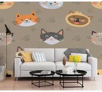 Carta da Parati Gatto Marrone Arancione Carta da Parati Bambini Camera da Letto Adulto Soggiorno Cucina TV Sfondo Tessuto di Seta Decorazione Senza Colla 274x254cm