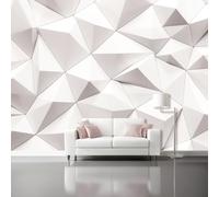 Carta Da Parati Geometria Astratta Panoramica 3D Non Tessuto - Superficie Solida Poligonale E Bianca Fotomurale Per Soggiorno Camera Da Letto Ufficio Poster Gigante Design Moderno 400 X 280 Cm