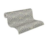 Carta Da Parati Geometrica Daniel Hechter 6 A.S. Création Carta da parati tessuto non tessuto 10.05 m x 0.53 m Grigio Oro Bianco Prodotto in Germania 375285 37528-5