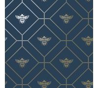 Carta Da Parati Geometrica Frammenti Trellis Fiori Animali Api Glitter Metallico
