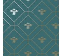 Carta Da Parati Geometrica Frammenti Trellis Fiori Animali Api Glitter Metallico