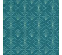 Arte Moderna Deco Geometrico Ventola Parati Verde Blu/Argento - Rasch 620924 New