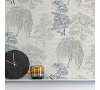 Carta Da Parati Giapponese Giardino Alberi Orientali Blu Chiaro 909809 Arthouse