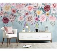 Carta Da Parati Giardino Floreale Ad Acquerello Dipinto A Mano Soggiorno Camera Da Letto Carta Da Parati In Tessuto Non Tessuto Decorazione Murale 400Cm(W) X280Cm(H)