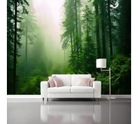 Carta da parati Giungla 300 x 210 cm, Stile Naturale Etereo Poster Foto Murale Carta da Parati Decorazione Parete Soggiorno Camera da Letto Ufficio Cameretta per Bambin, Verde