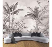 Carta Da Parati Giungla Retrò Stampa Ad Alta Definizione, Albero Banana Tropicale Per Pareti Soggiorno Cucina Bagno Corridoio Sala - Rotolo Di 250X175Cm Resistente Grigio Beige