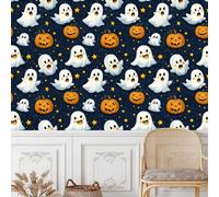 Carta da Parati Halloween Pellicola Mobili Adesiva 30×1200CM Fantasma Di Halloween A Forma Di Zucca Di Halloween Pellicola Adesiva per Mobili Decorativi Impermeabile Camera da Letto Bagno Armadio