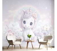 Carta da Parati Illustrazione Cartone Animato Fantasy 400L × 280A cm Fotomurali Adesivi Murali Parete Moderna per Pareti Adesiva Muro Decorativo Fotomurale Nuvole Fiori Motivo A Cavallo