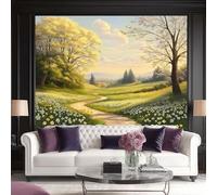 Carta Da Parati Impressionismo Strada Pastorale Scena Di Strada Fiorita Pastorale 3D Fotomurale - Design Moderno In Tessuto Non Tessuto Per Soggiorno, Camera Da Letto, - Murale 250 X 175 Cm