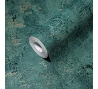Carta Da Parati In Aspetto Di Cemento Con Design Strutturato - Verde, Metallico