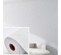 Carta da parati in lino autoadesiva impermeabile anti-umidità e anti-muffa 3D adesivi murali decorazione della parete del soggiorno di casa-bianco-1 pz50 cm x 10 metri