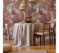 Livingwalls Travel Styles - Carta da parati in tessuto non tessuto, motivo foglie di palma, colore rosso e beige, per diversi ambienti, 1,59 m x 2,80 m