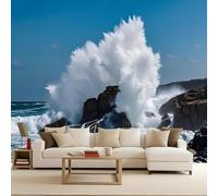 Carta da Parati in Tessuto Non Tessuto 150x105 cm 3D Mare Onde Oceano Tempesta Paesaggio Murale Moderna Fotografica Wallpaper Opaco Impermeabile Per Soggiorno Camera Letto Sala Ufficio Decorazione