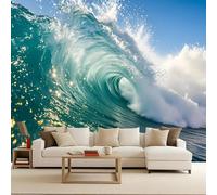 Carta da Parati in Tessuto Non Tessuto 300x210 cm 3D Mare Onde Oceano Tempesta Paesaggio Murale Moderna Fotografica Wallpaper Opaco Impermeabile Per Soggiorno Camera Letto Sala Ufficio Decorazione