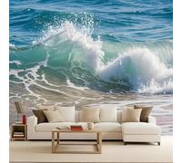 Carta da Parati in Tessuto Non Tessuto 400x280 cm 3D Mare Onde Oceano Tempesta Paesaggio Murale Moderna Fotografica Wallpaper Opaco Impermeabile Per Soggiorno Camera Letto Sala Ufficio Decorazione