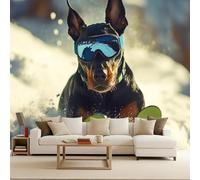 Carta da Parati in Tessuto Non Tessuto 400x280 cm 3D Sci Moda Sport Cane Animale Murale Moderna Fotografica Wallpaper Opaco Impermeabile Per Soggiorno Camera Letto Sala Ufficio Decorazione