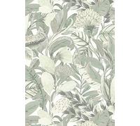 EB-Erismann Foglie carta da parati dipinta | Carta da parati moderna in tessuto non tessuto bianco verde con foglie e fiori | Carta da parati floreale con motivo a foglia per camera da letto e