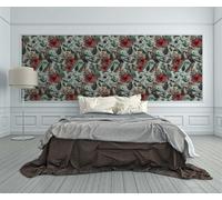 Carta Da Parati IN Tessuto Non Tropicale Motivo Floreale Im Textil-Look - Rosso,