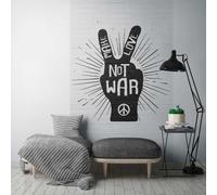 Carta Da Parati In Velo Con Illustrazione Espressiva "MAKE LOVE NOT WAR" - Noi