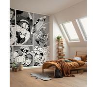 Carta da parati in vinile Marvel Classic Comic Panel Monocromatico, dimensioni 212 x 250 cm, 1 rotolo con 4 pannelli, cameretta dei bambini, carta da parati, supereroi