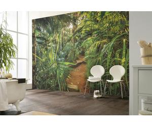 Carta Da Parati Jungle 368x254cm Arte Murale Per Bagno Verde Botanico